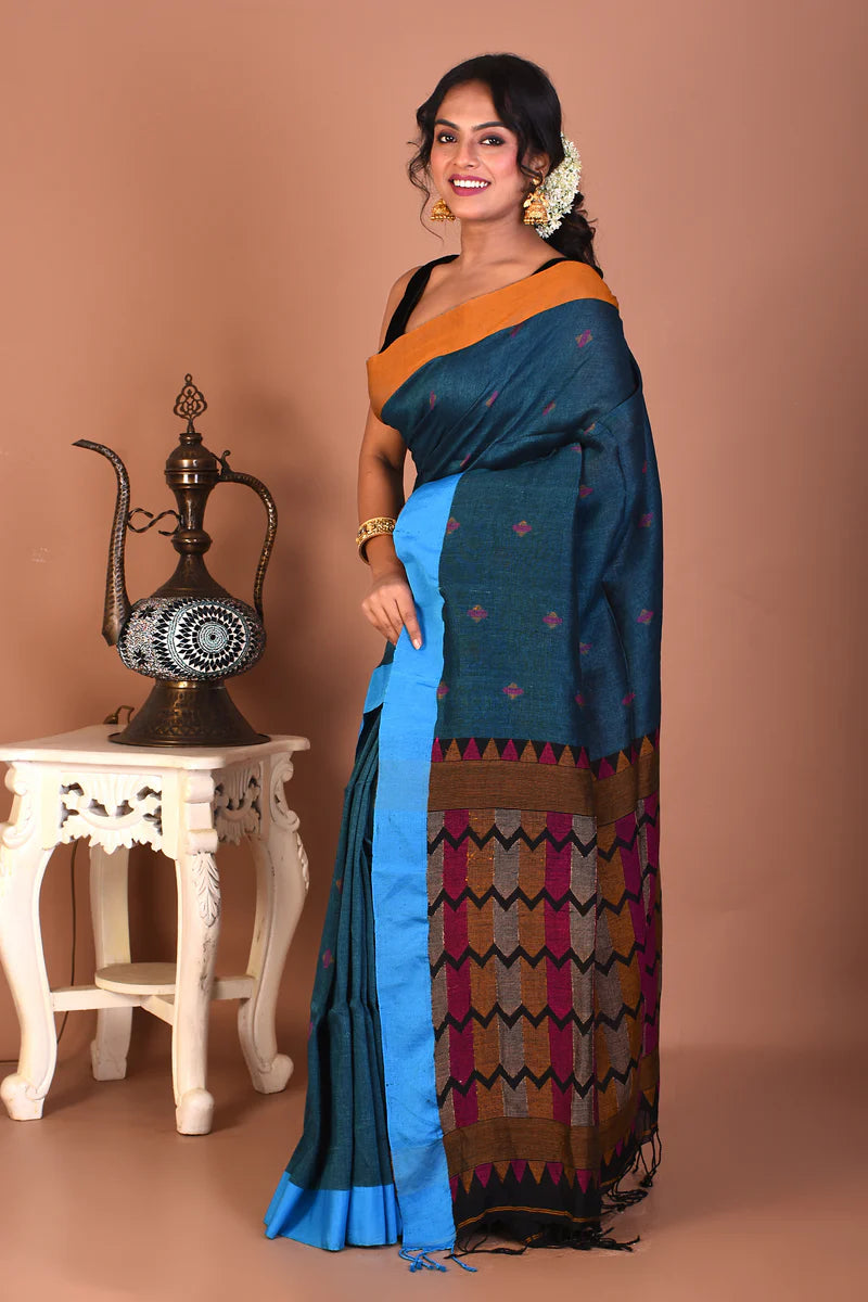 Blue Blended Handloom Saree - Keya Seth Exclusive