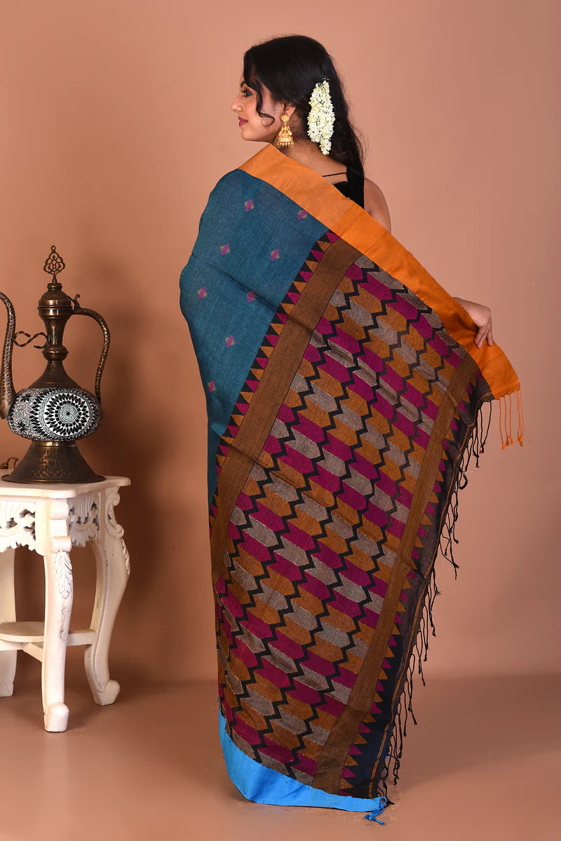 Blue Blended Handloom Saree - Keya Seth Exclusive