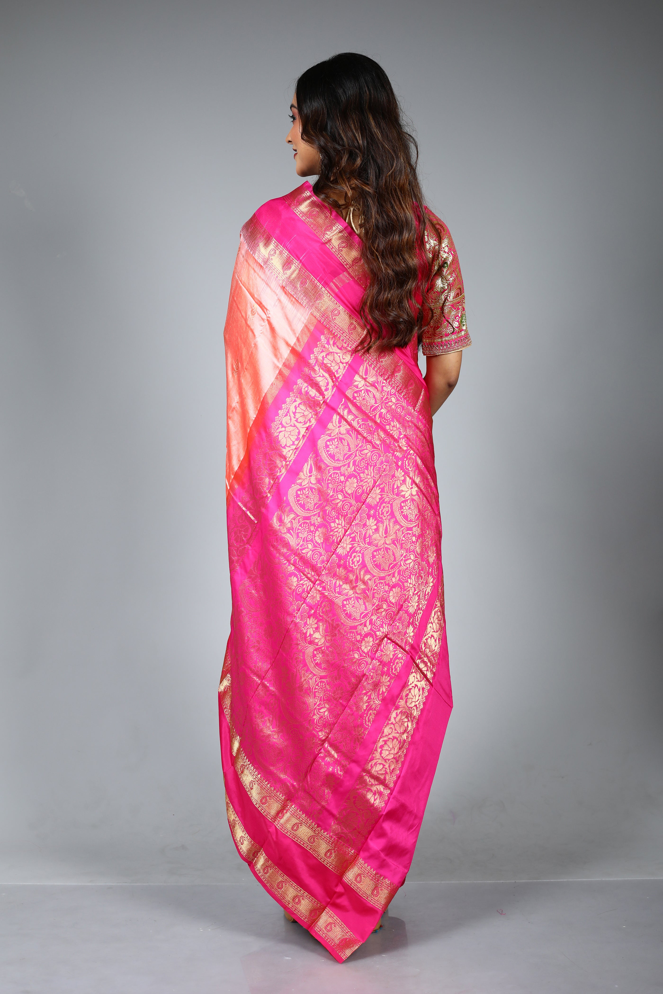Peach Pure Kanjivaram Silk Saree