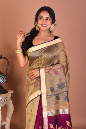 Brown Blended Linen Handloom Saree - Keya Seth Exclusive