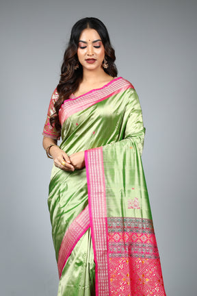 Pesta Green Pure Bomkai Saree