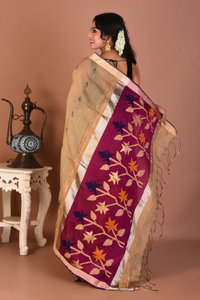 Brown Blended Linen Handloom Saree - Keya Seth Exclusive