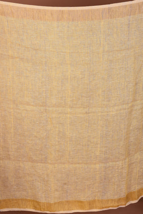 Light Yellow Blended Linen Handloom Saree - Keya Seth Exclusive