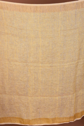 Light Yellow Blended Linen Handloom Saree - Keya Seth Exclusive