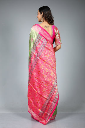 Pesta Green Pure Bomkai Saree