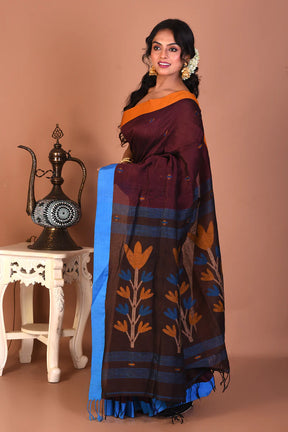 Deep Brown Blended Handloom Saree - Keya Seth Exclusive