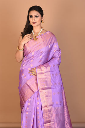 Soft Purple Blended Kanjivaram Silk Saree with Blouse Piece - Keya Seth Exclusive