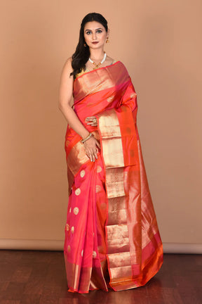 Dual Tone Red Blended Kanjivaram Silk Saree with Blouse Piece - Keya Seth Exclusive