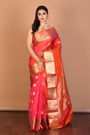 Dual Tone Red Blended Kanjivaram Silk Saree with Blouse Piece - Keya Seth Exclusive