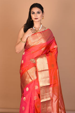 Dual Tone Red Blended Kanjivaram Silk Saree with Blouse Piece - Keya Seth Exclusive