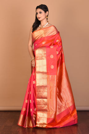 Dual Tone Red Blended Kanjivaram Silk Saree with Blouse Piece - Keya Seth Exclusive