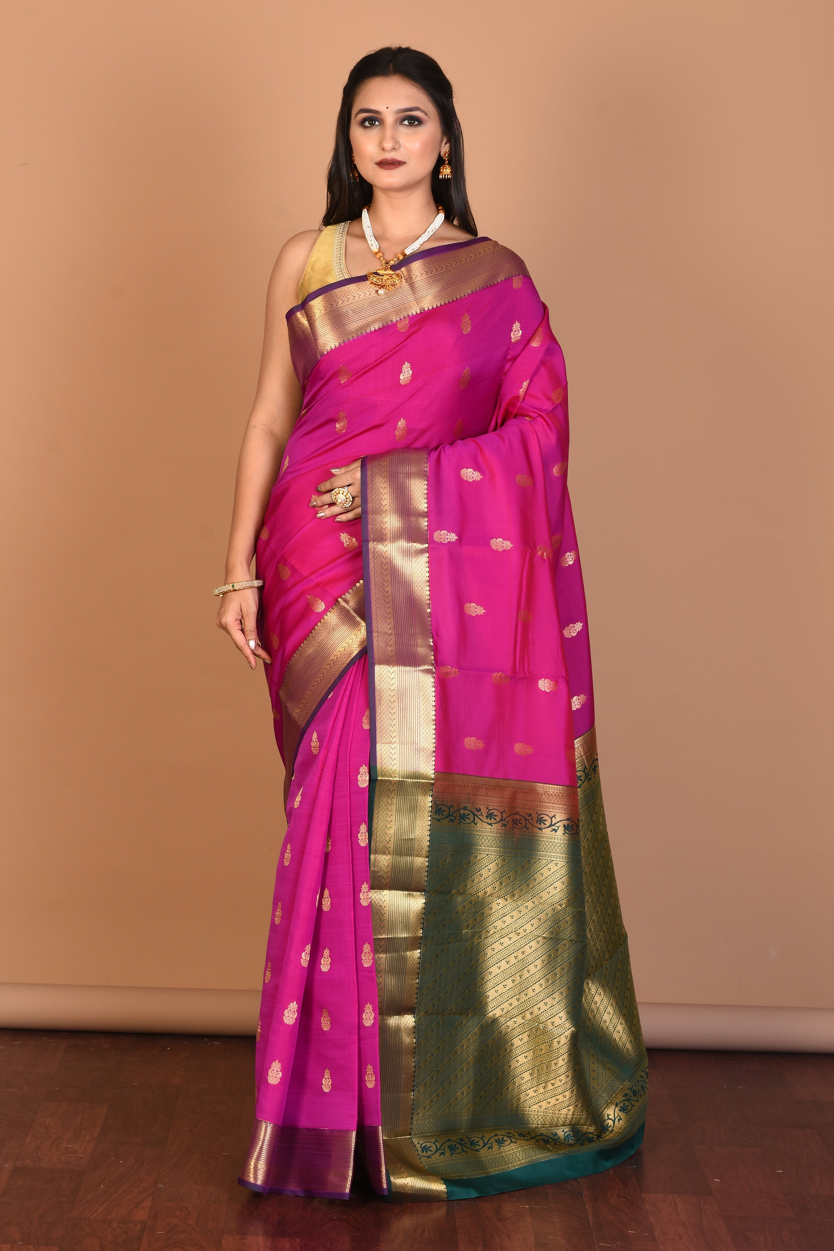 Magenta Blended Kanjivaram Silk Saree with Blouse Piece - Keya Seth Exclusive