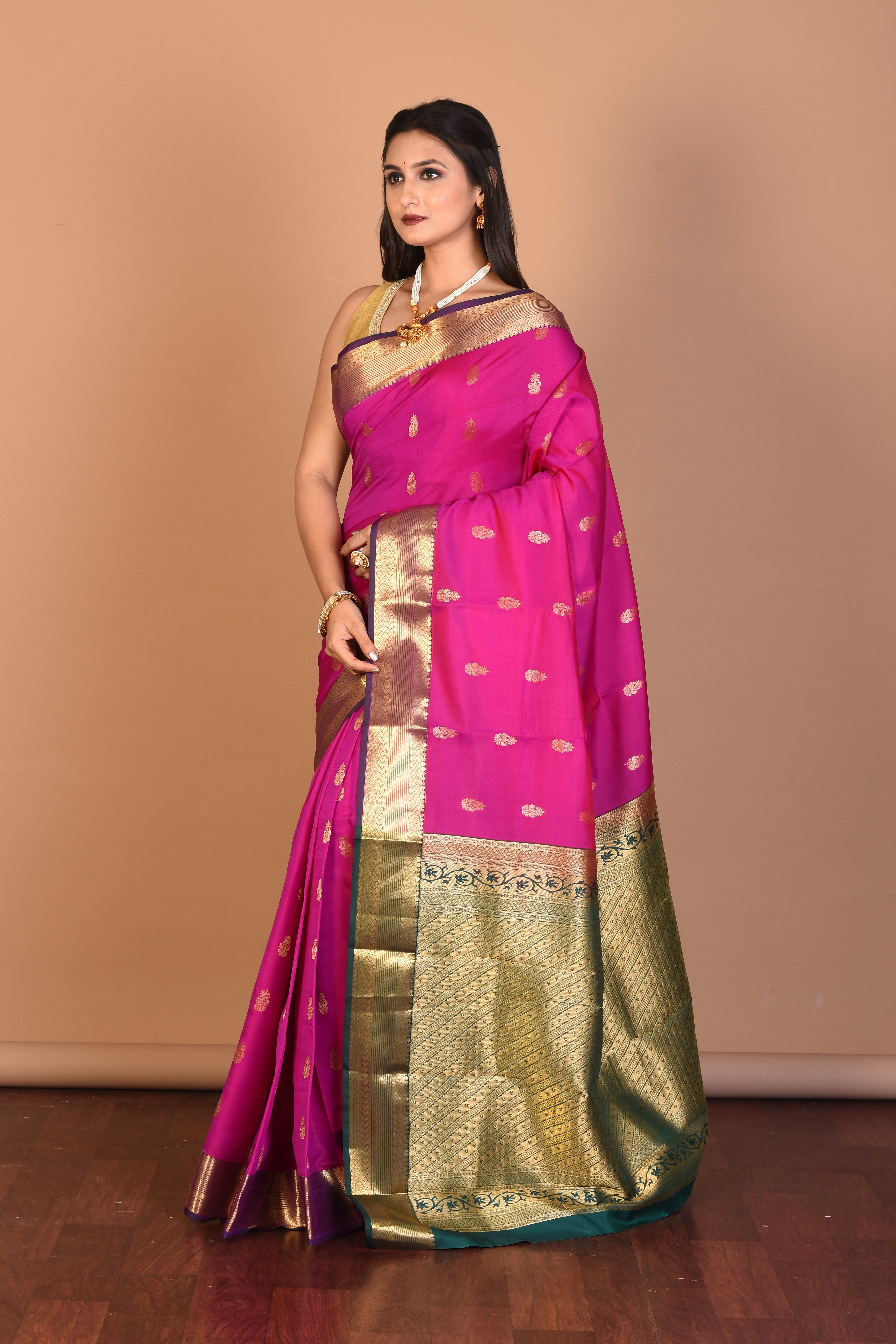 Magenta Blended Kanjivaram Silk Saree with Blouse Piece - Keya Seth Exclusive