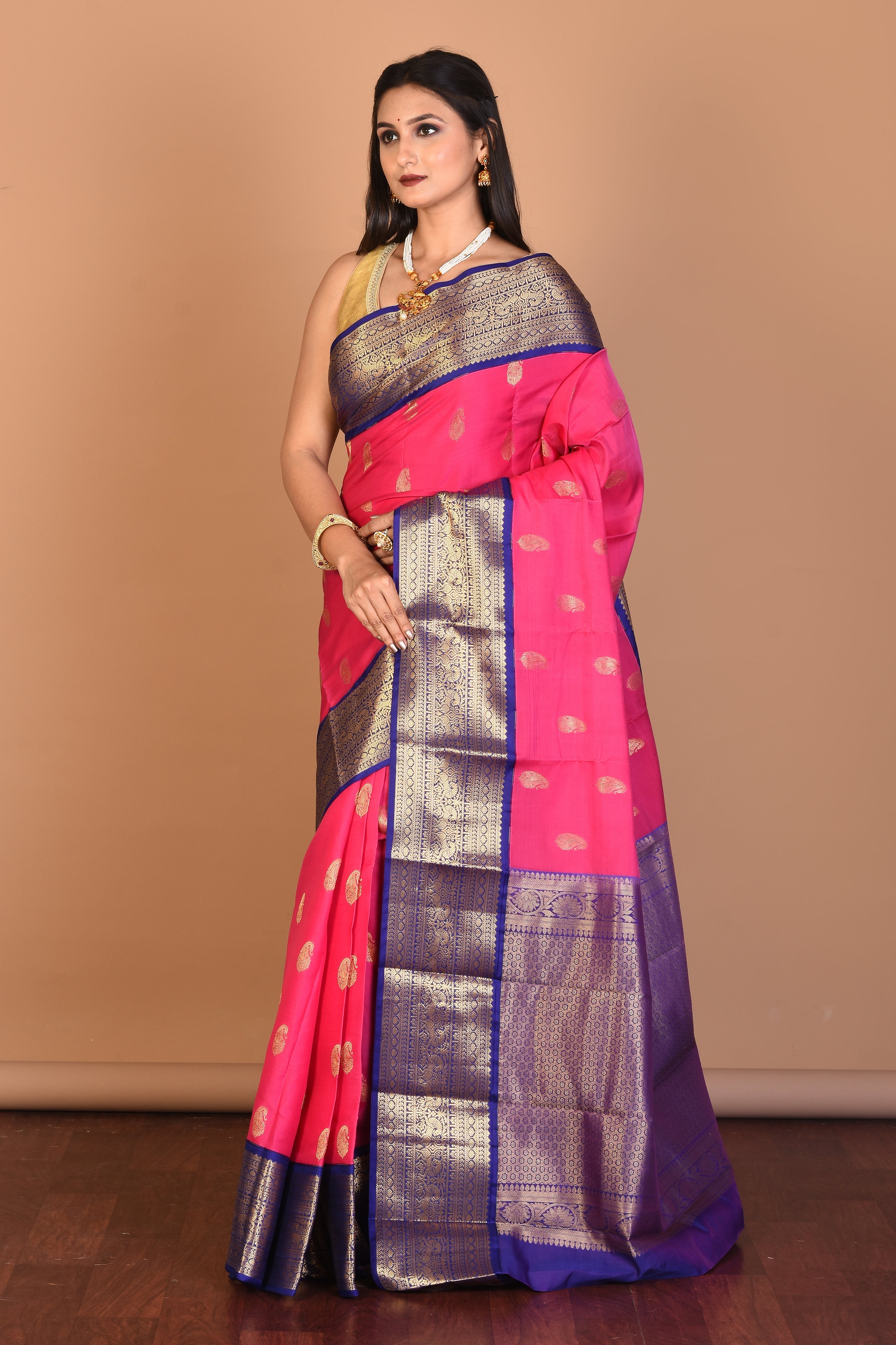 Rani Blended Kanjivaram Silk Saree with Blouse Piece - Keya Seth Exclusive