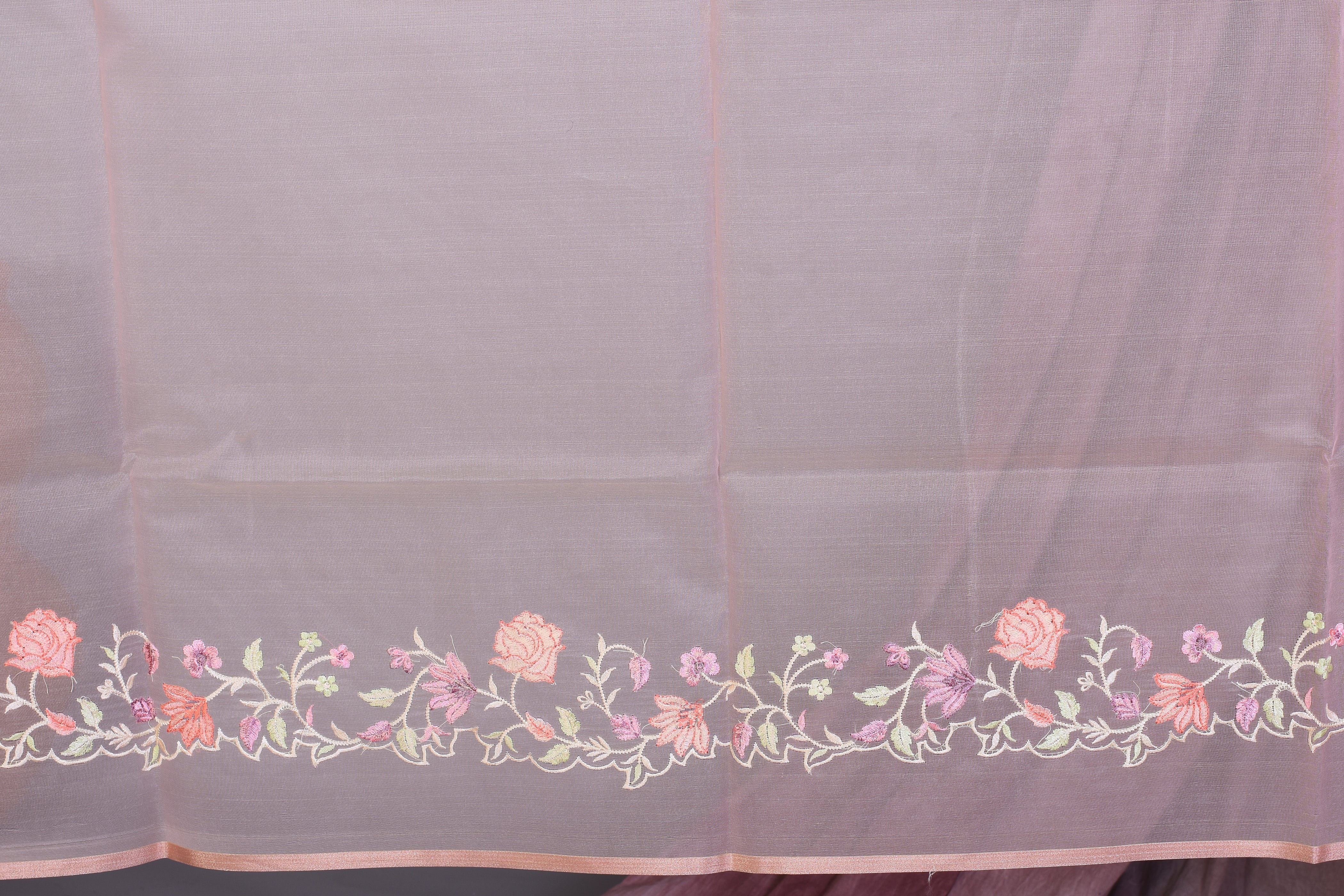 Peach Blended Organza Saree with Threadwork - Keya Seth Exclusive