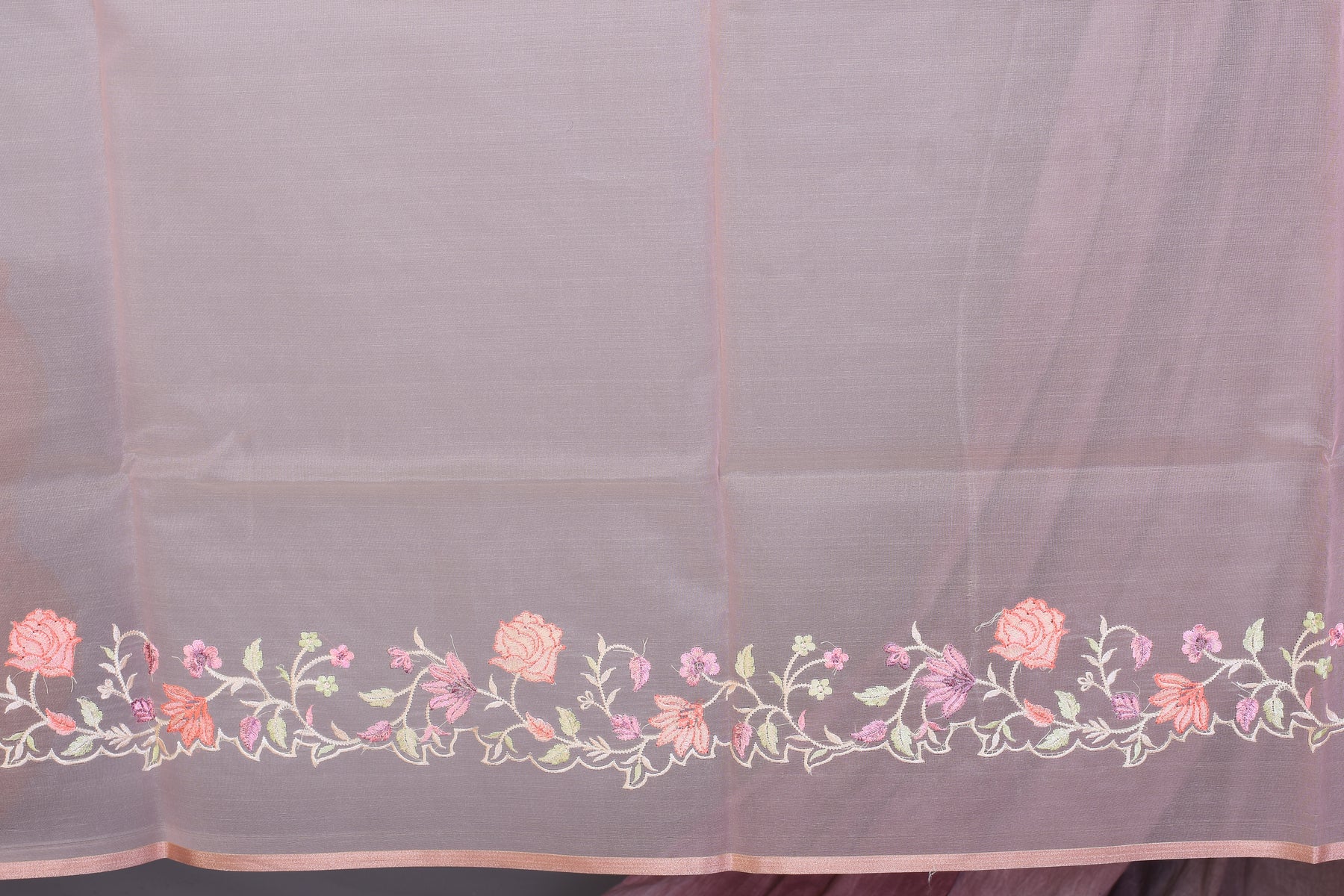 Peach Blended Organza Saree with Threadwork - Keya Seth Exclusive