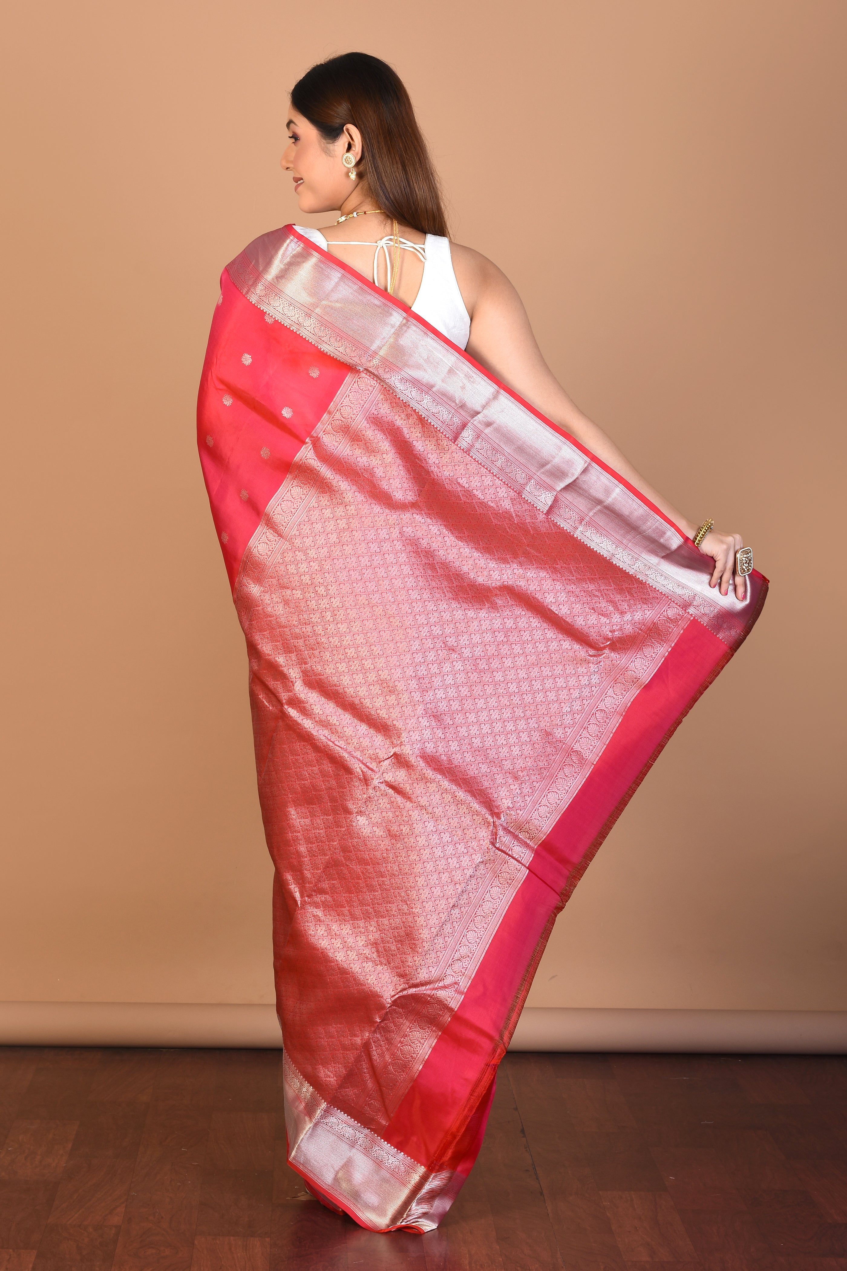 Peach Blended Kanjivaram Saree with Blouse Piece - Keya Seth Exclusive