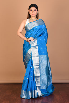 Firoza Blue Blended Kanjivaram Saree with Blouse Piece - Keya Seth Exclusive