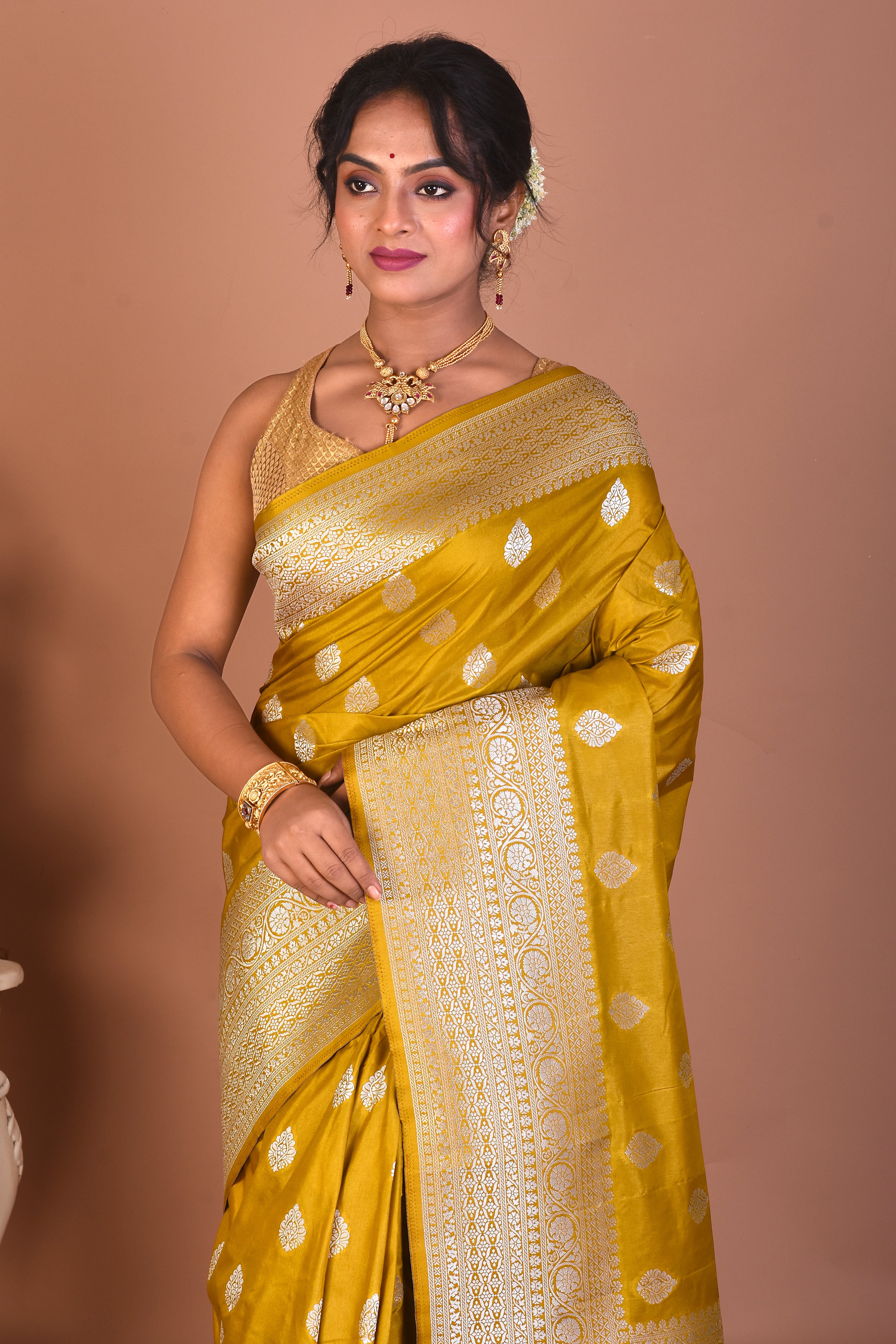 Mustard Art Silk Saree - Keya Seth Exclusive