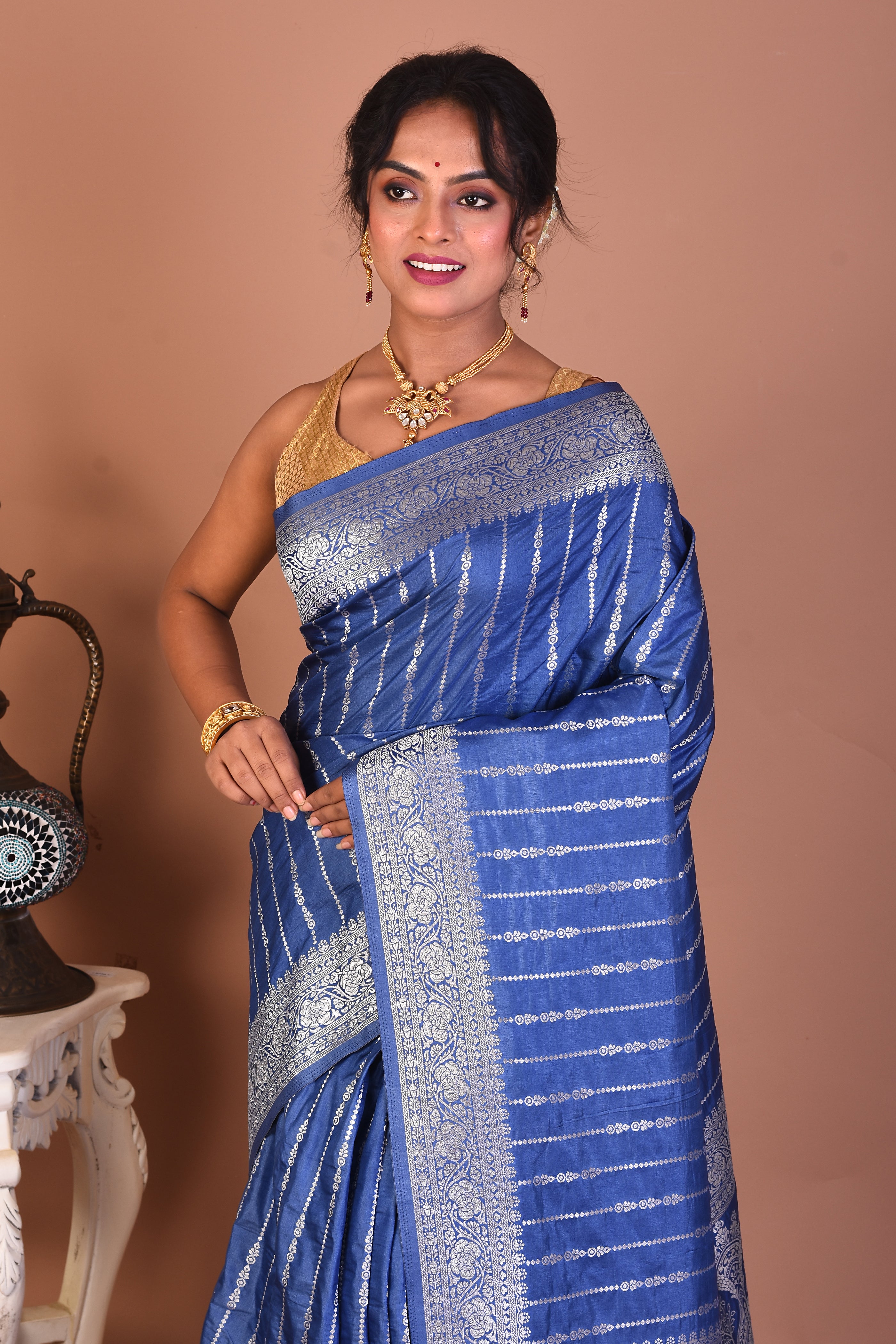 Blue Art Silk Saree - Keya Seth Exclusive