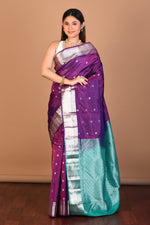 Load image into Gallery viewer, Violet Blended Kanjivaram Saree with Blouse Piece - Keya Seth Exclusive
