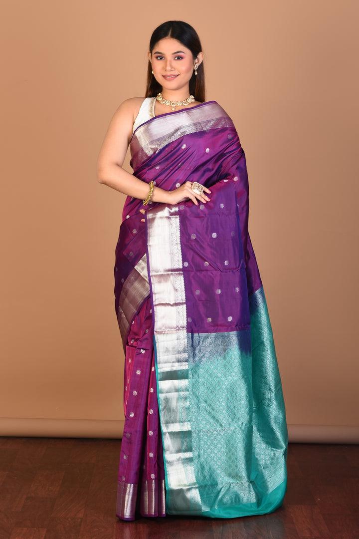 Violet Blended Kanjivaram Saree with Blouse Piece - Keya Seth Exclusive