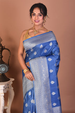 Blue Blended Silk Saree - Keya Seth Exclusive