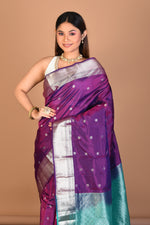 Load image into Gallery viewer, Violet Blended Kanjivaram Saree with Blouse Piece - Keya Seth Exclusive
