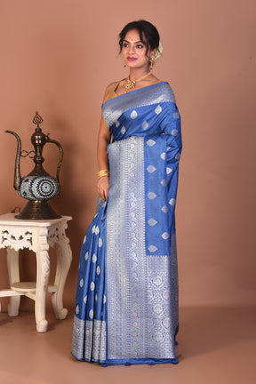 Blue Blended Silk Saree - Keya Seth Exclusive