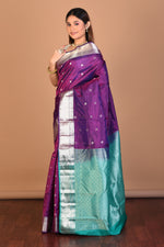 Load image into Gallery viewer, Violet Blended Kanjivaram Saree with Blouse Piece - Keya Seth Exclusive
