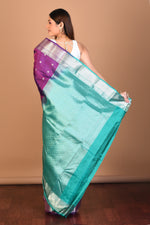 Load image into Gallery viewer, Violet Blended Kanjivaram Saree with Blouse Piece - Keya Seth Exclusive
