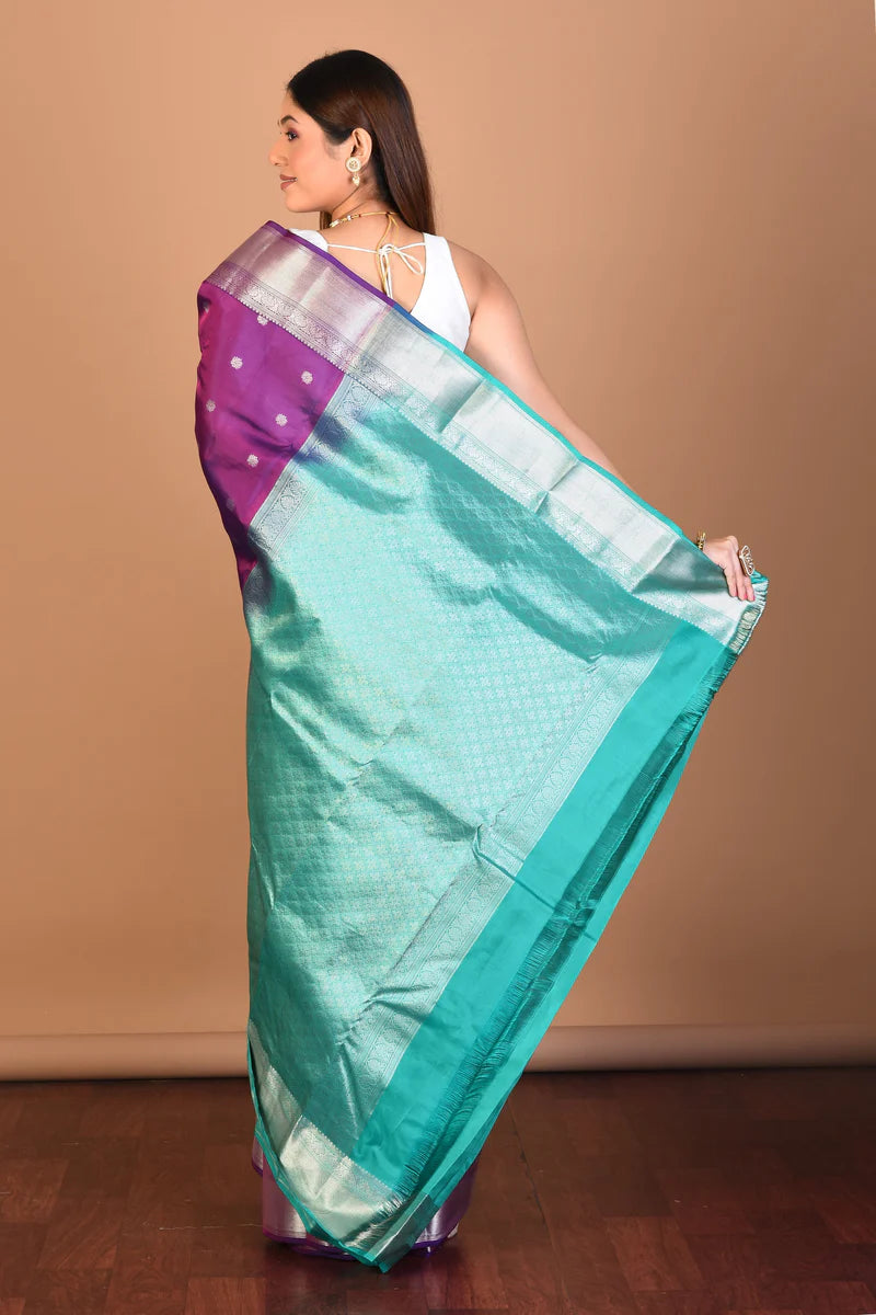 Violet Blended Kanjivaram Saree with Blouse Piece - Keya Seth Exclusive