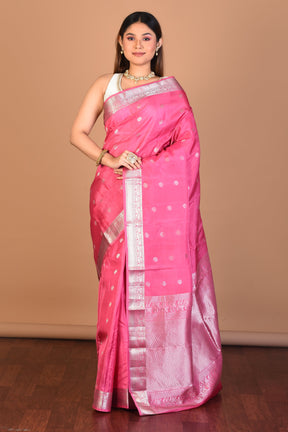 Light Peach Blended Kanjivaram Saree with Blouse Piece - Keya Seth Exclusive