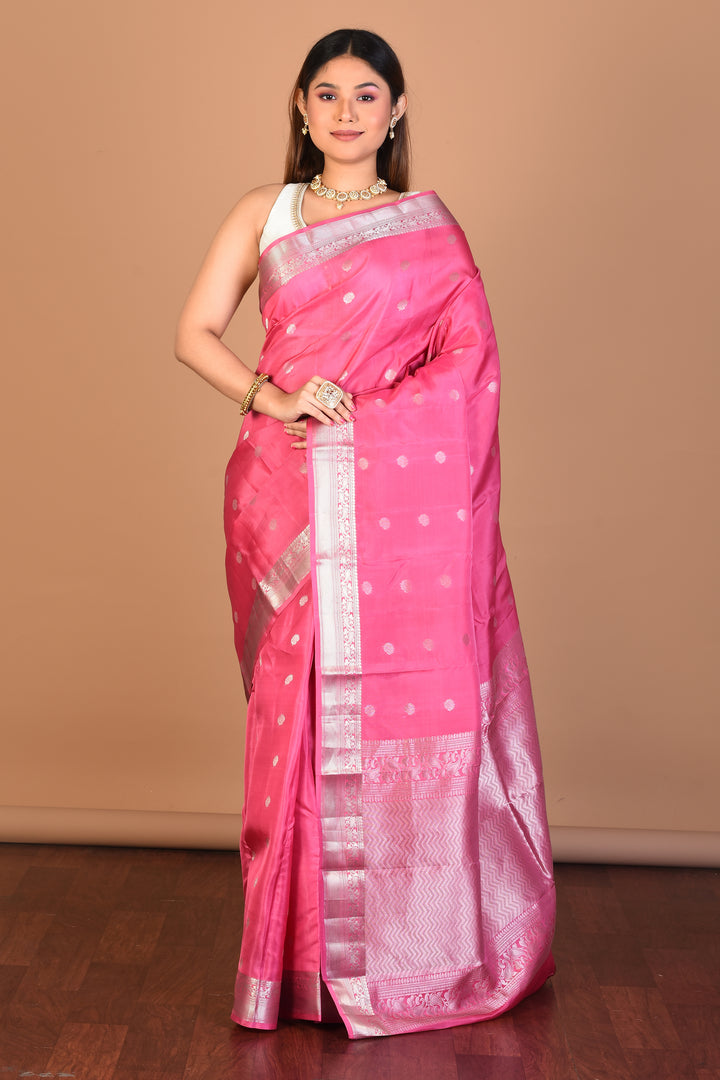 Light Peach Blended Kanjivaram Saree with Blouse Piece - Keya Seth Exclusive