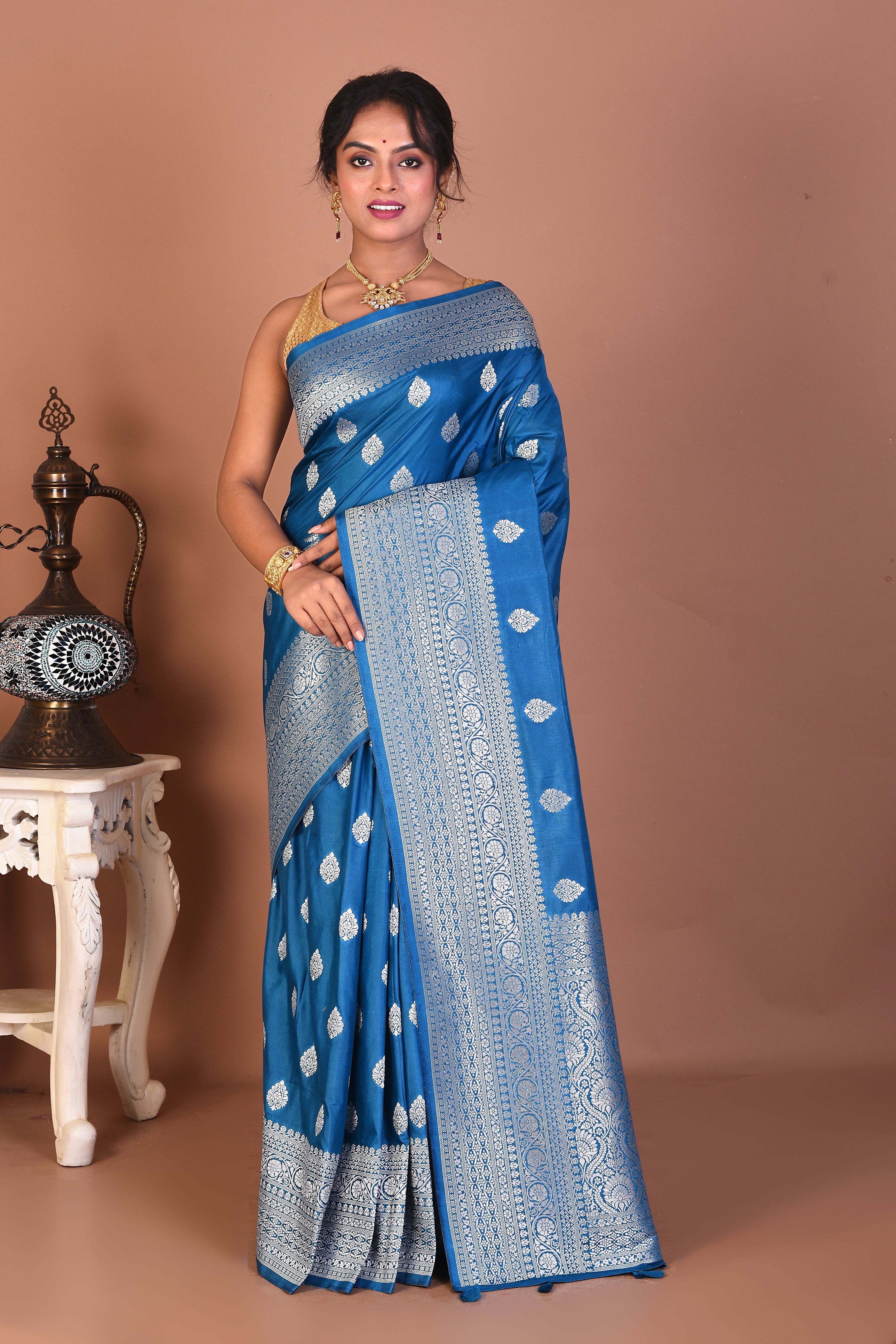 Blue Art Silk Saree - Keya Seth Exclusive