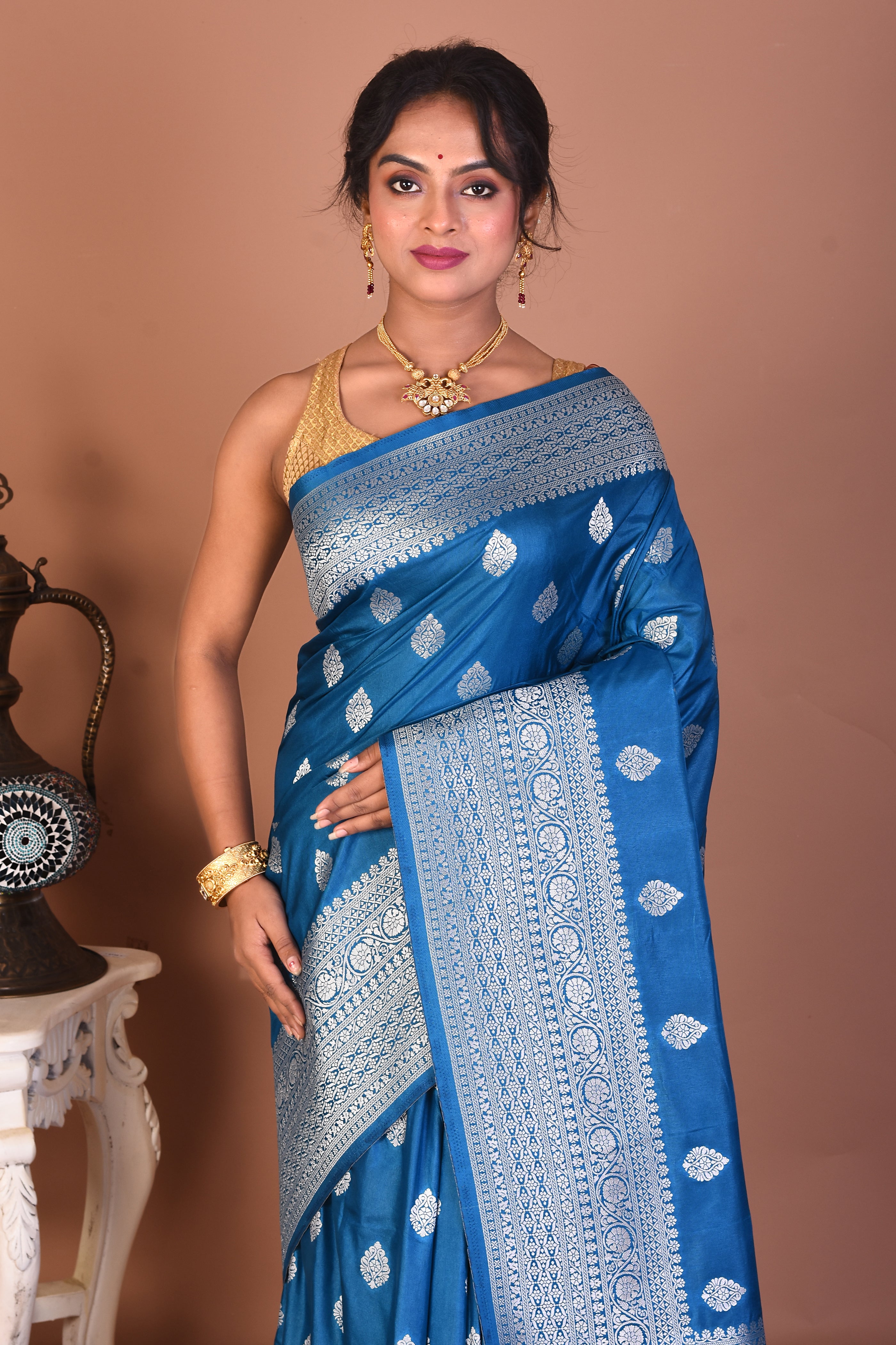 Blue Art Silk Saree - Keya Seth Exclusive