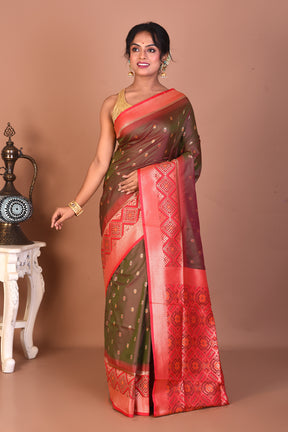 Dual Tone Olive Mashru Silk Saree - Keya Seth Exclusive