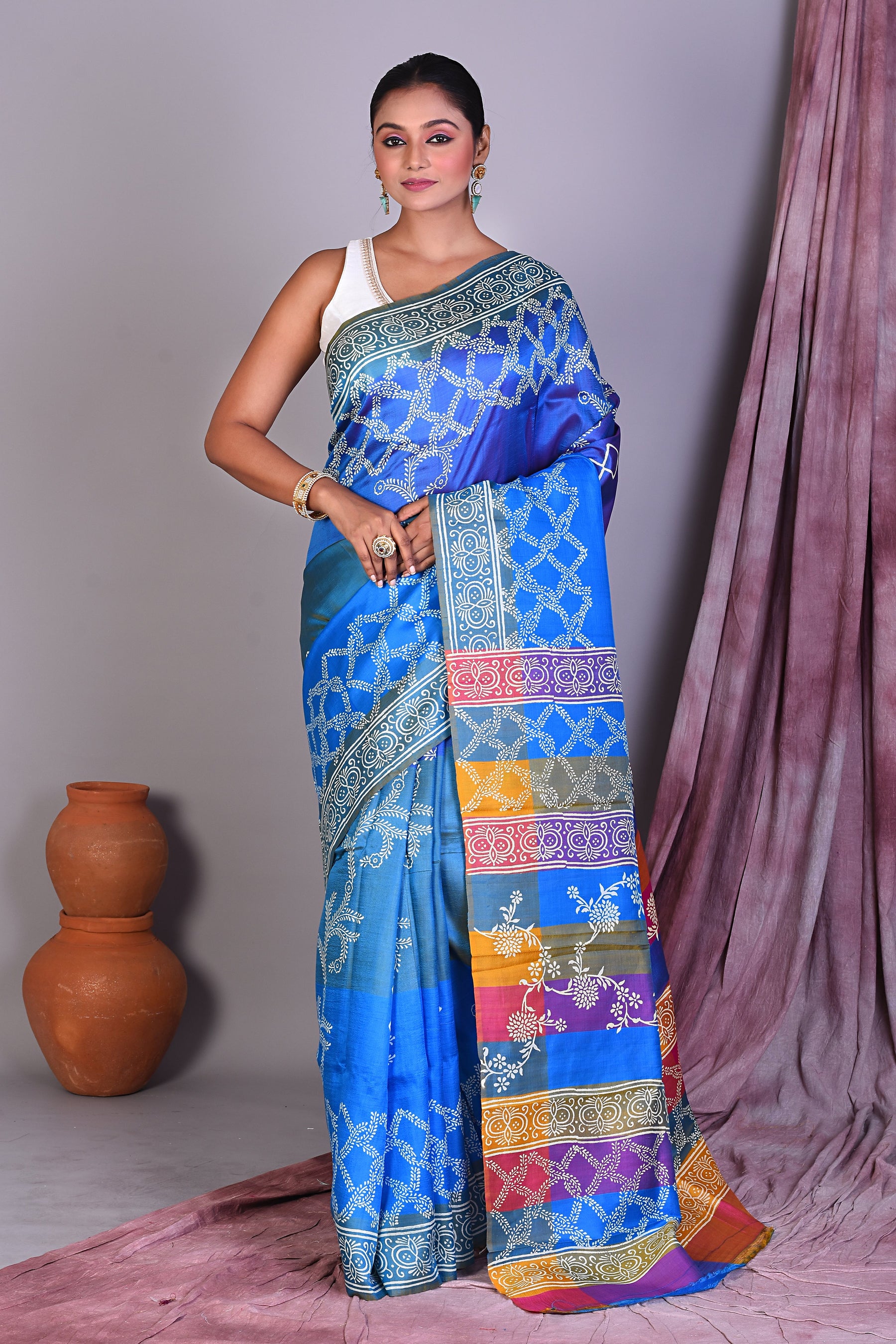 Blue Murshidabad Silk Saree - Keya Seth Exclusive