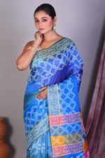 Load image into Gallery viewer, Blue Murshidabad Silk Saree - Keya Seth Exclusive
