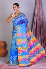 Load image into Gallery viewer, Blue Murshidabad Silk Saree - Keya Seth Exclusive
