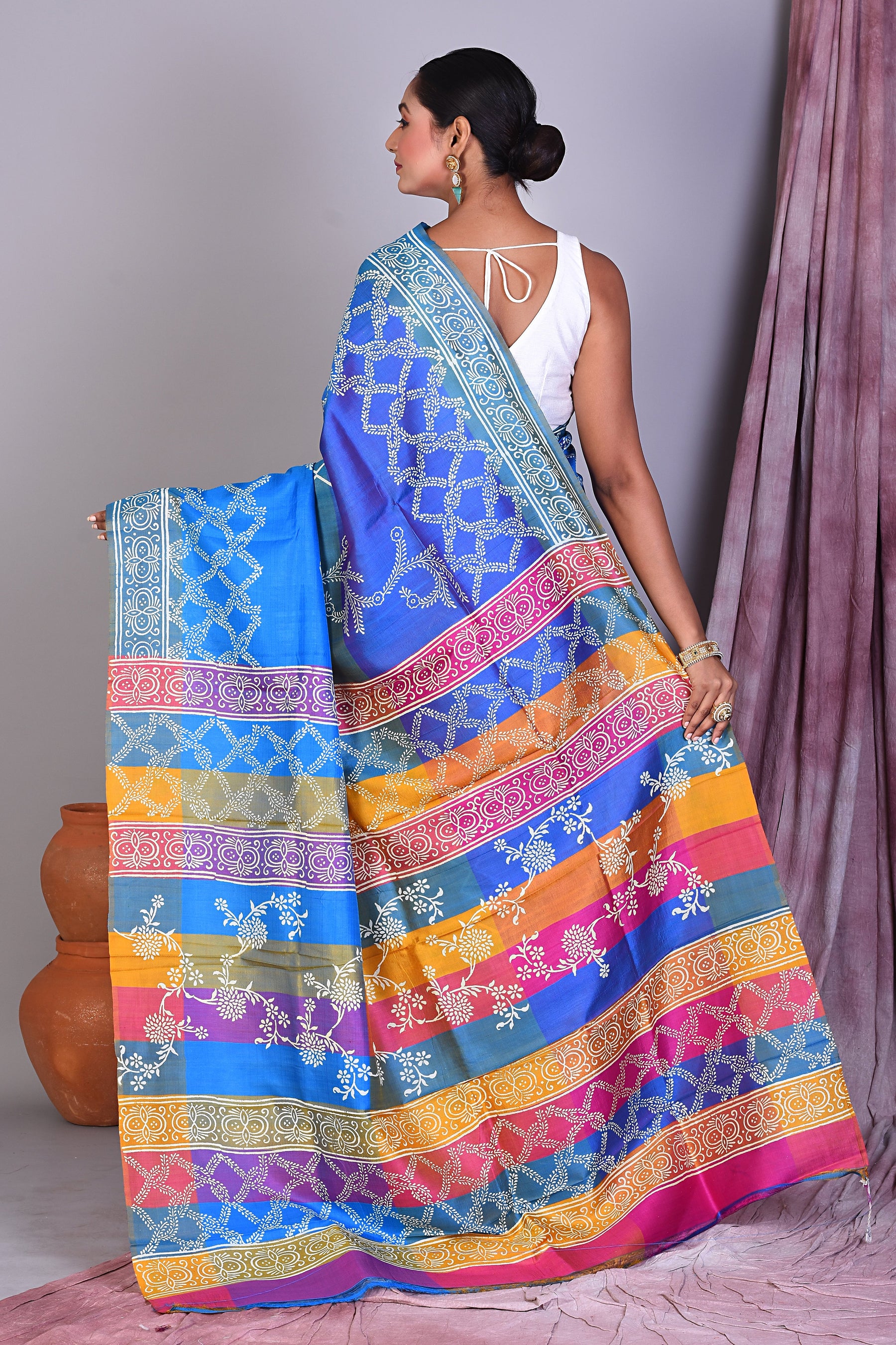 Blue Murshidabad Silk Saree - Keya Seth Exclusive