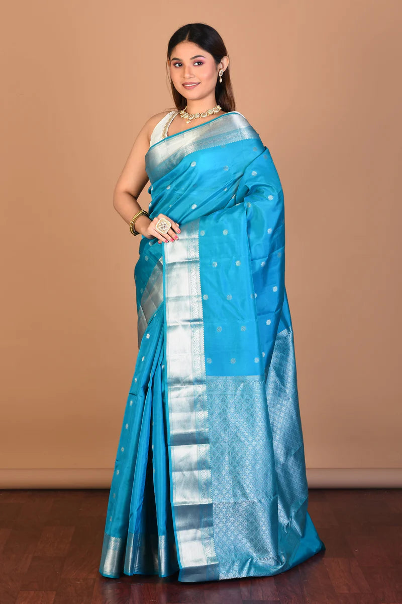 Firoza Blended Kanjivaram Saree with Blouse Piece - Keya Seth Exclusive