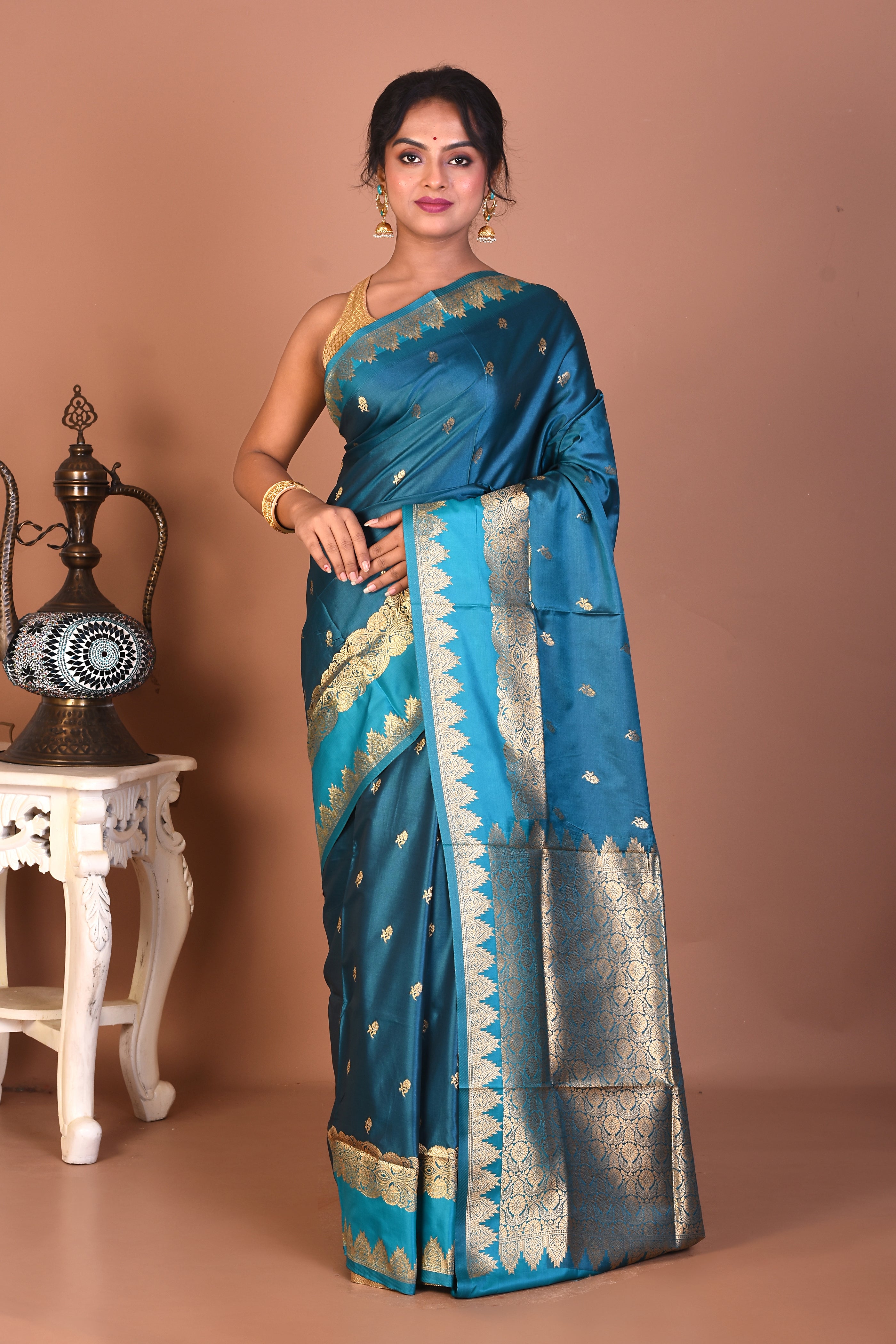 Blue Blended Mashru Silk Saree - Keya Seth Exclusive