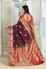 Load image into Gallery viewer, Burnt Maroon Pure Kanjivaram Silk Saree - Keya Seth Exclusive