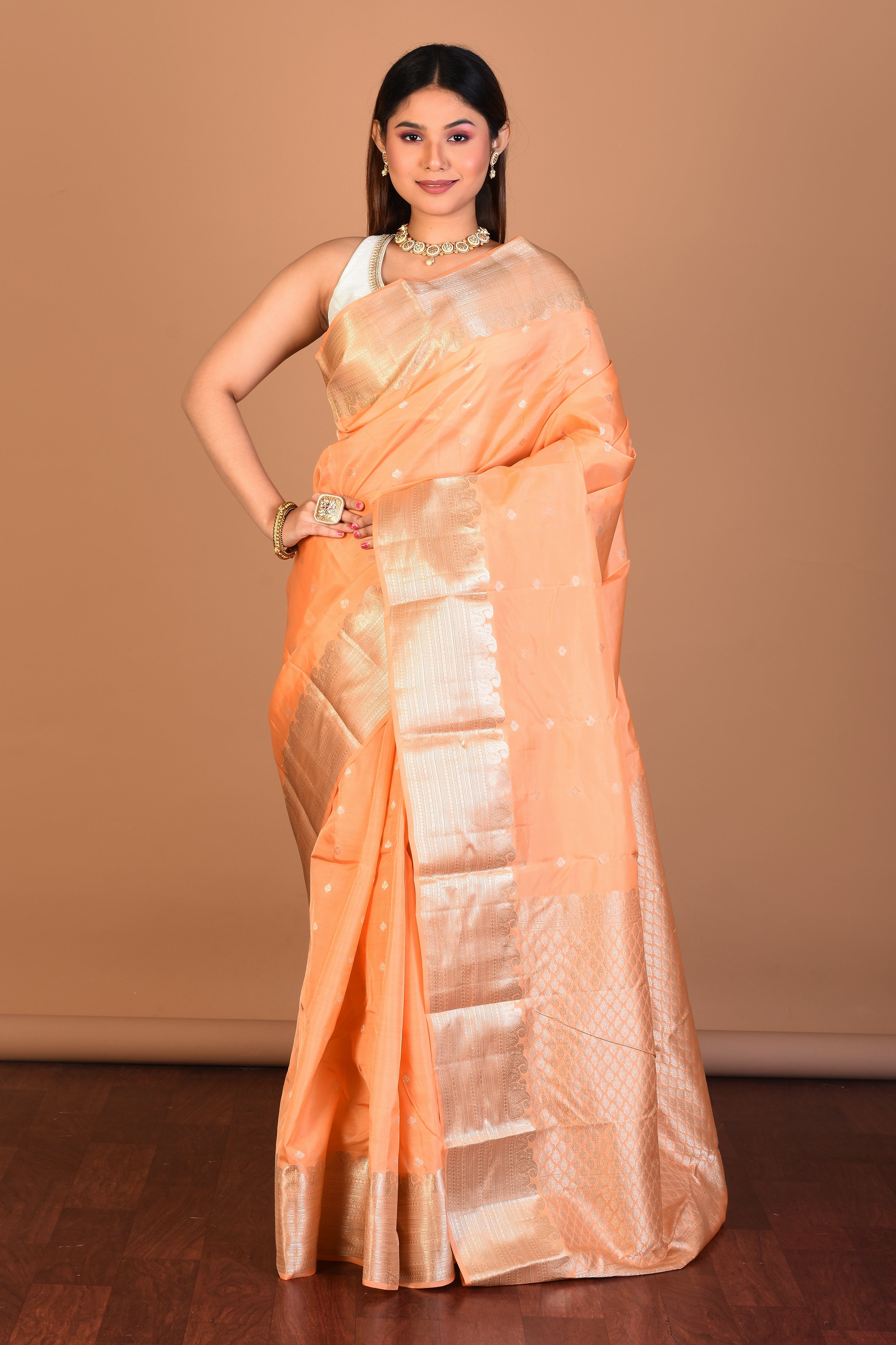 Orange Blended Kanjivaram Saree with Blouse Piece - Keya Seth Exclusive