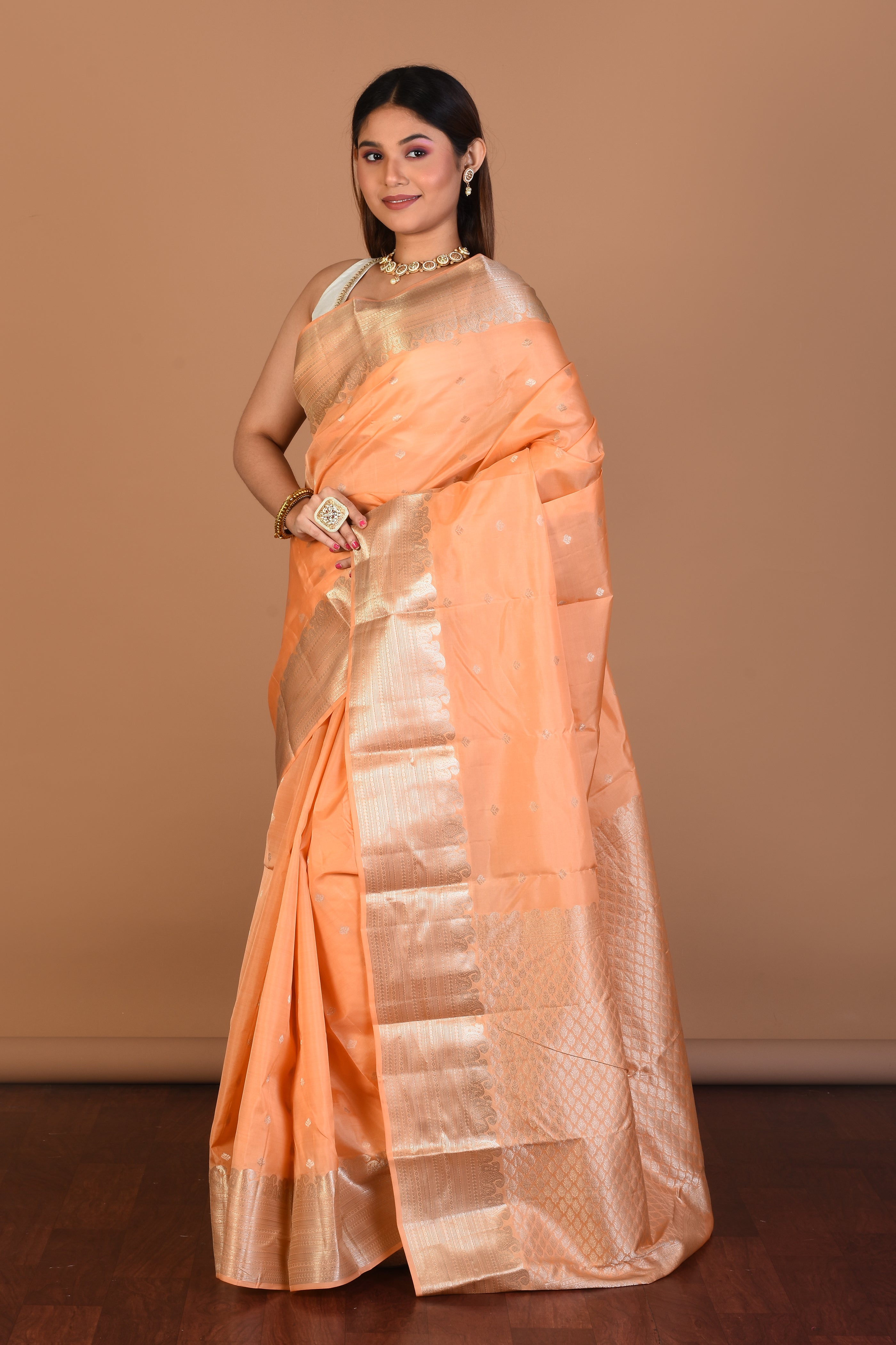 Orange Blended Kanjivaram Saree with Blouse Piece - Keya Seth Exclusive