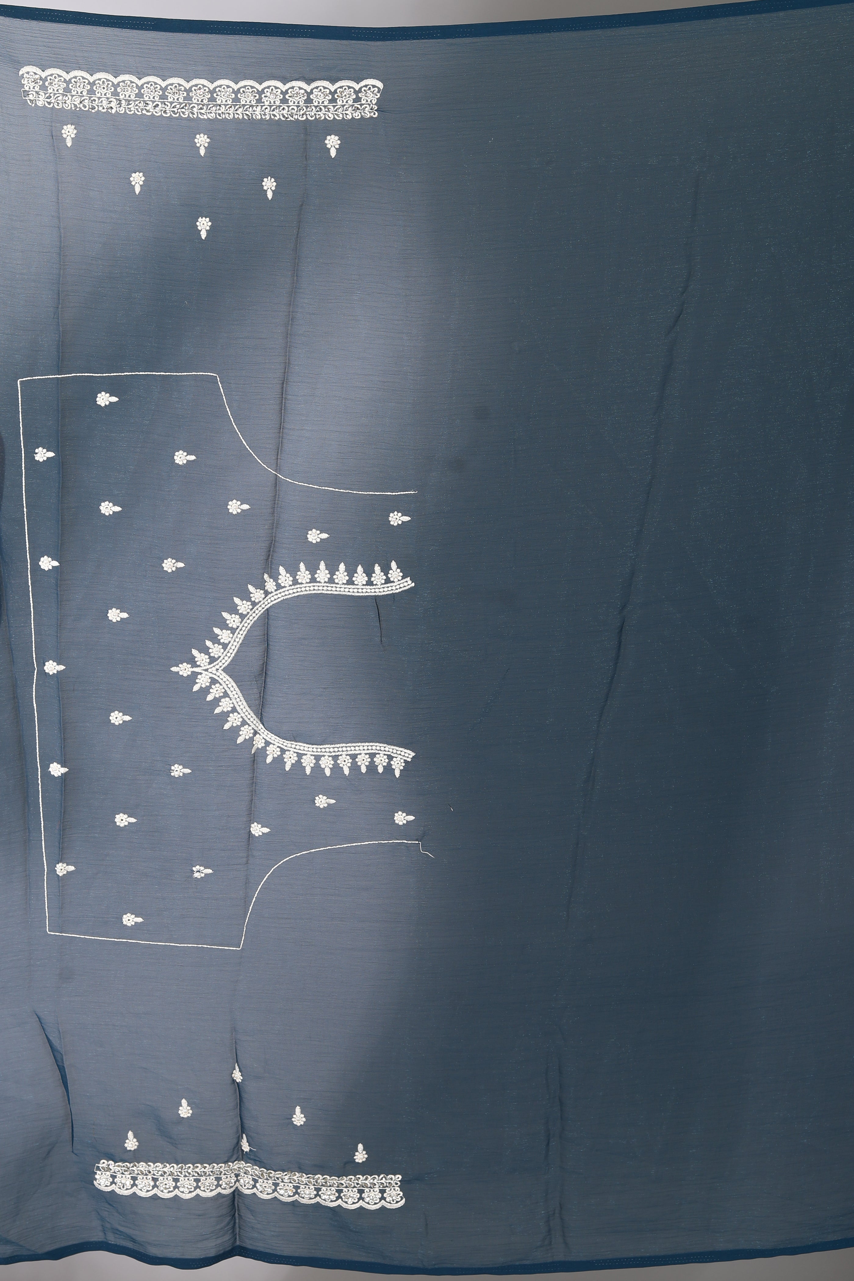 Prussian Blue Blended Georgette Saree - Keya Seth Exclusive