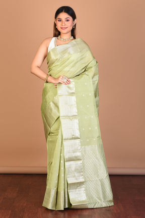 Olive Green Blended Kanjivaram Saree with Blouse Piece - Keya Seth Exclusive