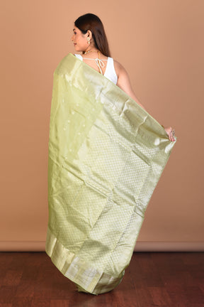 Olive Green Blended Kanjivaram Saree with Blouse Piece - Keya Seth Exclusive