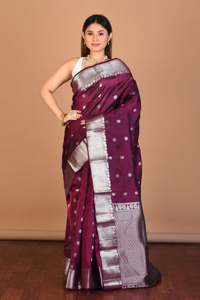 Wine Blended Kanjivaram Saree with Blouse Piece - Keya Seth Exclusive